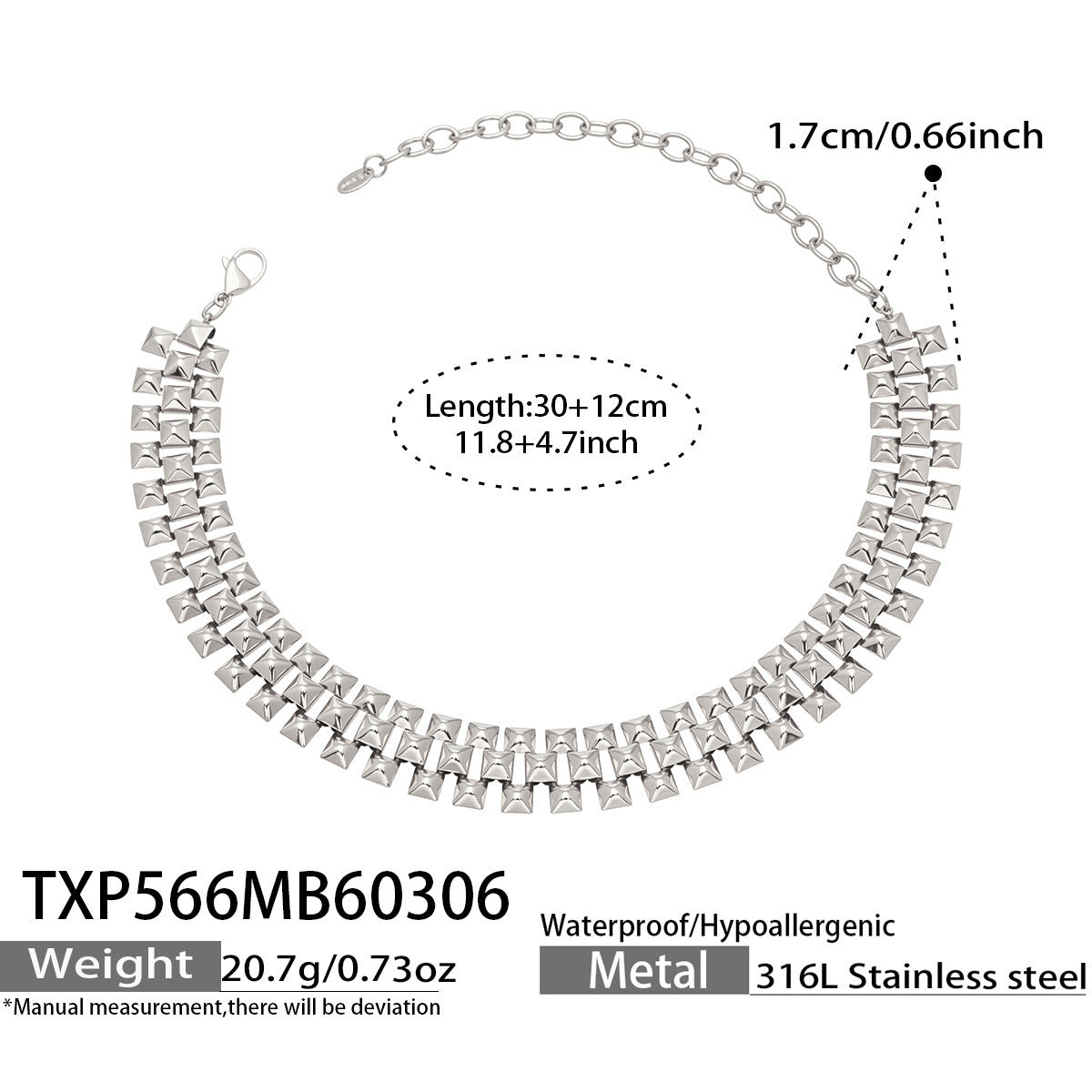 316L Stainless Steel 18K Gold PVD Chunky Chain Statement Necklace Bracelet Set - Chunky Chain, Statement, Modern, Gold, Steel Wholesale Stainless Steel Jewelry - Sensitive Skin Friendly - Detail 17