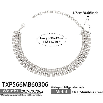 316L Stainless Steel 18K Gold PVD Chunky Chain Statement Necklace Bracelet Set - Chunky Chain, Statement, Modern, Gold, Steel Wholesale Stainless Steel Jewelry - Sensitive Skin Friendly - Detail 17