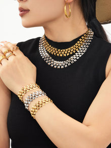 316L Stainless Steel 18K Gold PVD Chunky Chain Statement Necklace Bracelet Set - Chunky Chain, Statement, Modern, Gold, Steel Wholesale Stainless Steel Jewelry - Sensitive Skin Friendly - Detail 3