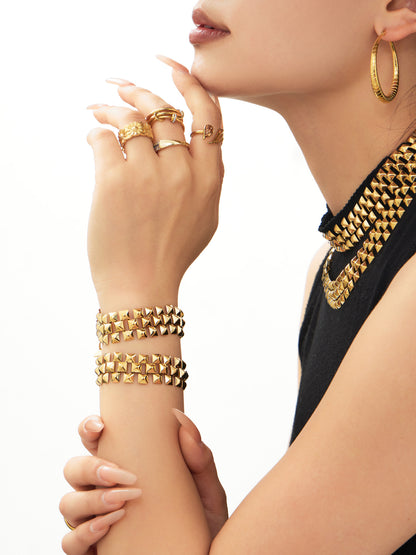 316L Stainless Steel 18K Gold PVD Chunky Chain Statement Necklace Bracelet Set - Chunky Chain, Statement, Modern, Gold, Steel Wholesale Stainless Steel Jewelry - Sensitive Skin Friendly - Detail 4