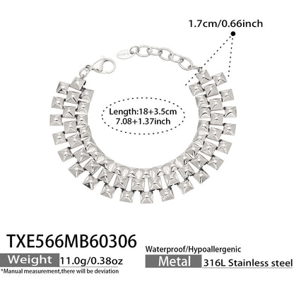 316L Stainless Steel 18K Gold PVD Chunky Chain Statement Necklace Bracelet Set - Chunky Chain, Statement, Modern, Gold, Steel Wholesale Stainless Steel Jewelry - Sensitive Skin Friendly - Detail 6