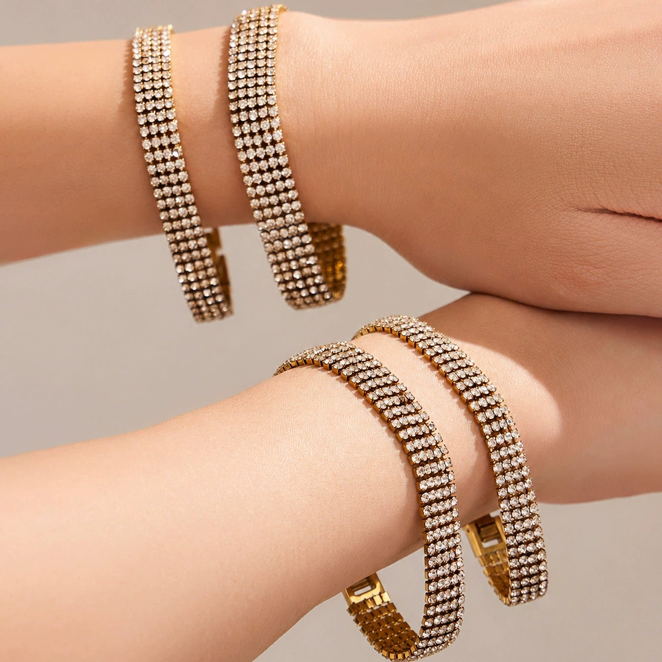 316L Stainless Steel 18K Gold PVD Classic Bracelet - Classic Zircon Bracelet Wholesale Stainless Steel Jewelry - Sensitive Skin Friendly - Detail 4