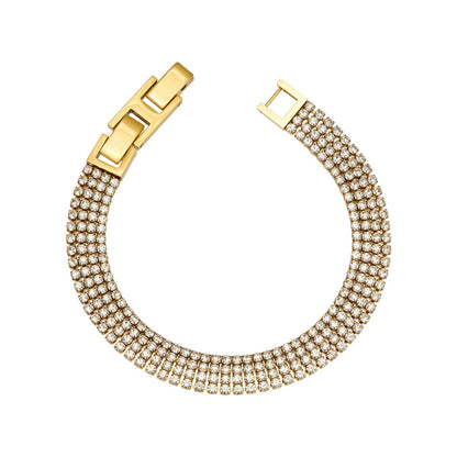 316L Stainless Steel 18K Gold PVD Classic Bracelet - Classic Zircon Bracelet Wholesale Stainless Steel Jewelry - Sensitive Skin Friendly - Detail 5