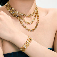 316L Stainless Steel 18K Gold PVD Claw Set Zircon Round Link Chain Jewelry Set - Claw Set Zircon, Round Link Chain, Delicate Gold, Elegant, Modern Wholesale Stainless Steel Jewelry - Sensitive Skin Friendly - Detail 1