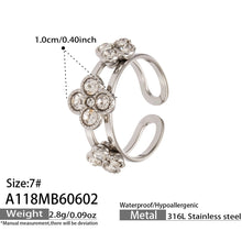 316L Stainless Steel 18K Gold PVD Clover Zircon Ring - Vintage Gold Band Clover Zircon Wholesale Stainless Steel Jewelry - Sensitive Skin Friendly - Detail 6