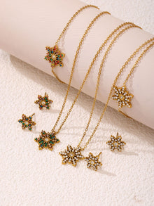 316L Stainless Steel 18K Gold PVD CNC Snowflake Zircon Pendant Necklace - CNC Snowflake, Zircon, Mixed Color, Gold, Minimalist Wholesale Stainless Steel Jewelry - Sensitive Skin Friendly - Detail 3