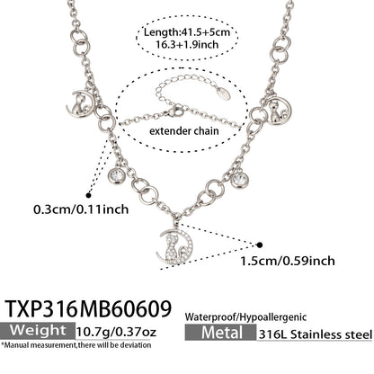 316L Stainless Steel 18K Gold PVD Coastal Charm Necklace - Ocean-inspired Tassels Starfish Wholesale Stainless Steel Jewelry - Sensitive Skin Friendly - Detail 3