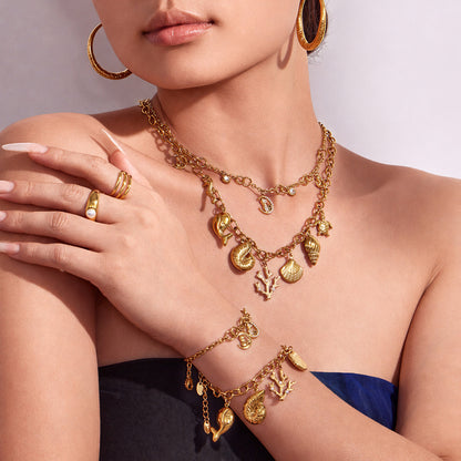 316L Stainless Steel 18K Gold PVD Coastal Charm Necklace - Ocean-inspired Tassels Starfish Wholesale Stainless Steel Jewelry - Sensitive Skin Friendly - Detail 5