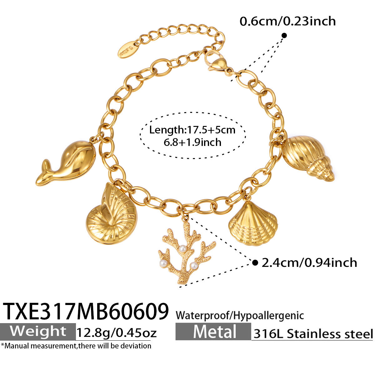 316L Stainless Steel 18K Gold PVD Coastal Charm Necklace - Ocean-inspired Tassels Starfish Wholesale Stainless Steel Jewelry - Sensitive Skin Friendly - Detail 8