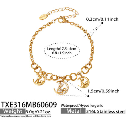 316L Stainless Steel 18K Gold PVD Coastal Charm Necklace - Ocean-inspired Tassels Starfish Wholesale Stainless Steel Jewelry - Sensitive Skin Friendly - Detail 9