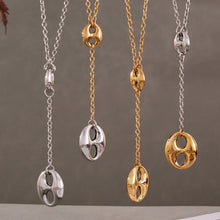 316L Stainless Steel 18K Gold PVD Coffee Bean Y-Tassel Layering Necklace - Coffee Bean, Y-Tassel, Layering Necklace, Stainless Steel, Gold Plated, Lariat Wholesale Stainless Steel Jewelry - Sensitive Skin Friendly - Detail 15
