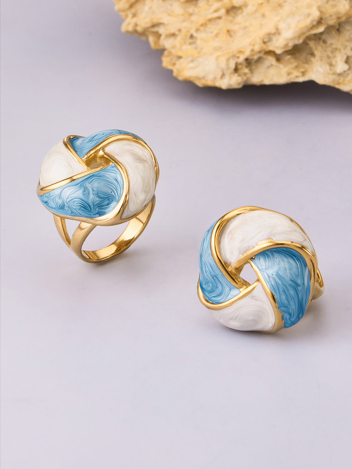 316L Stainless Steel 18K Gold PVD Color Drip Statement Ring - Bold Color Drip Gold Statement Ring Wholesale Stainless Steel Jewelry - Sensitive Skin Friendly - Detail 10