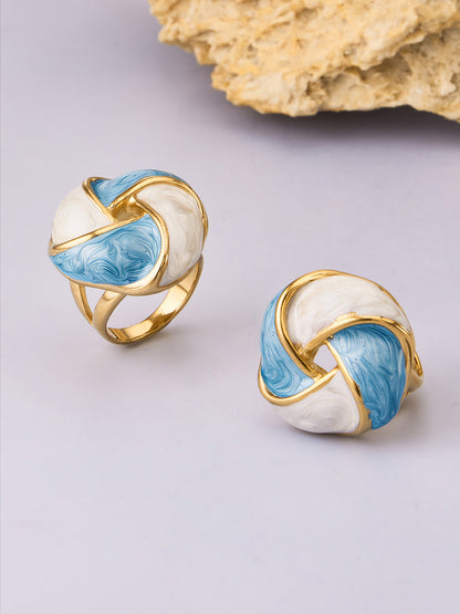 316L Stainless Steel 18K Gold PVD Color Drip Statement Ring - Bold Color Drip Gold Statement Ring Wholesale Stainless Steel Jewelry - Sensitive Skin Friendly - Detail 10