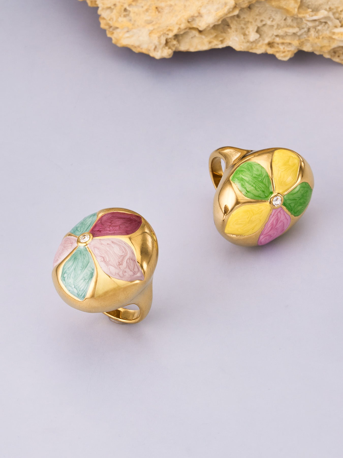 316L Stainless Steel 18K Gold PVD Color Drip Statement Ring - Bold Color Drip Gold Statement Ring Wholesale Stainless Steel Jewelry - Sensitive Skin Friendly - Detail 5
