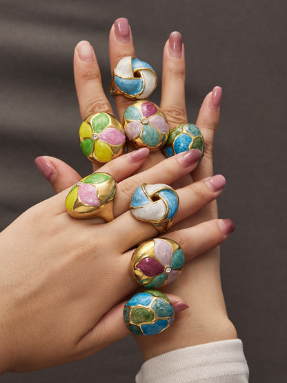 316L Stainless Steel 18K Gold PVD Color Drip Statement Ring - Bold Color Drip Gold Statement Ring Wholesale Stainless Steel Jewelry - Sensitive Skin Friendly - Detail 6