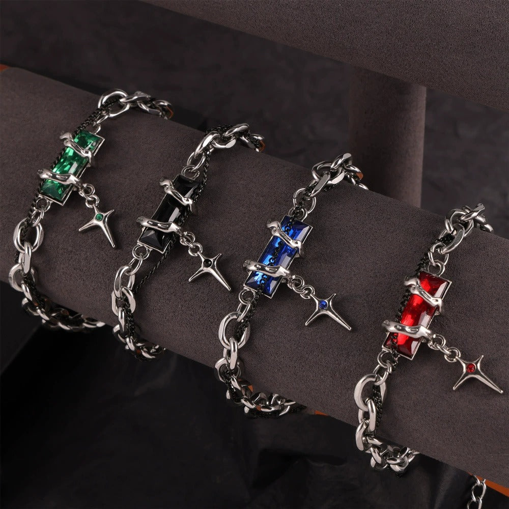 316L Stainless Steel 18K Gold PVD Color Zircon Bracelet - Minimalist Color Zircon Wholesale Stainless Steel Jewelry - Sensitive Skin Friendly - Detail 1