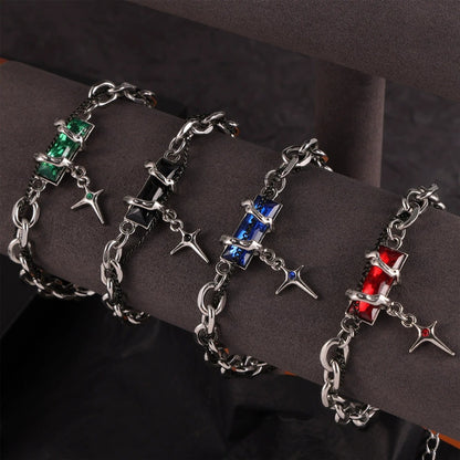 316L Stainless Steel 18K Gold PVD Color Zircon Bracelet - Minimalist Color Zircon Wholesale Stainless Steel Jewelry - Sensitive Skin Friendly - Detail 1
