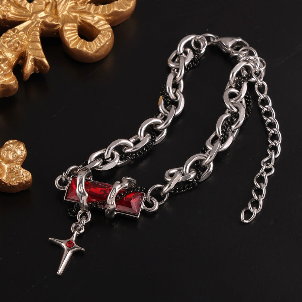 316L Stainless Steel 18K Gold PVD Color Zircon Bracelet - Minimalist Color Zircon Wholesale Stainless Steel Jewelry - Sensitive Skin Friendly - Detail 10