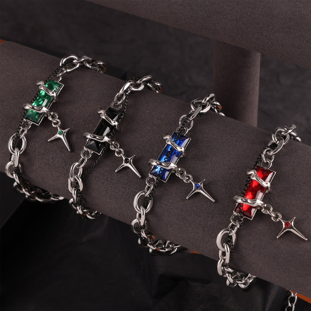 316L Stainless Steel 18K Gold PVD Color Zircon Bracelet - Minimalist Color Zircon Wholesale Stainless Steel Jewelry - Sensitive Skin Friendly - Detail 12