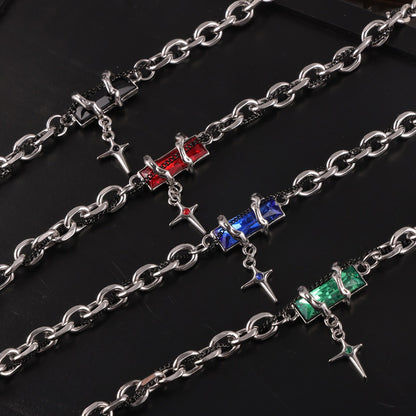 316L Stainless Steel 18K Gold PVD Color Zircon Bracelet - Minimalist Color Zircon Wholesale Stainless Steel Jewelry - Sensitive Skin Friendly - Detail 18