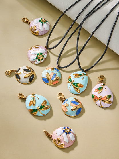 316L Stainless Steel 18K Gold PVD Colorful Enamel Dragonfly Pendant Necklace - Colorful Enamel Dragonfly, Long Adjustable Necklace Wholesale Stainless Steel Jewelry - Sensitive Skin Friendly - Detail 10