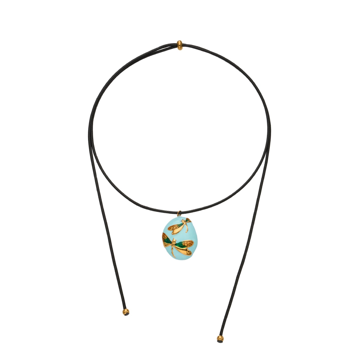 316L Stainless Steel 18K Gold PVD Colorful Enamel Dragonfly Pendant Necklace - Colorful Enamel Dragonfly, Long Adjustable Necklace Wholesale Stainless Steel Jewelry - Sensitive Skin Friendly - Detail 3
