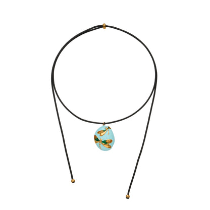 316L Stainless Steel 18K Gold PVD Colorful Enamel Dragonfly Pendant Necklace - Colorful Enamel Dragonfly, Long Adjustable Necklace Wholesale Stainless Steel Jewelry - Sensitive Skin Friendly - Detail 3