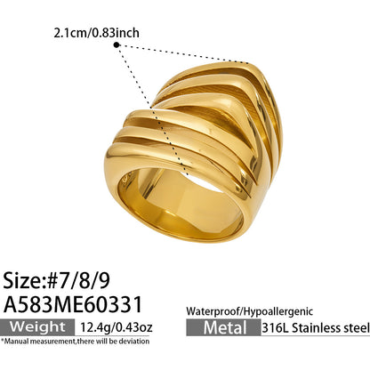 316L Stainless Steel 18K Gold PVD Colorful Enamel Statement Ring - Colorful Enamel Drip Artistic Statement Wholesale Stainless Steel Jewelry - Sensitive Skin Friendly - Detail 15