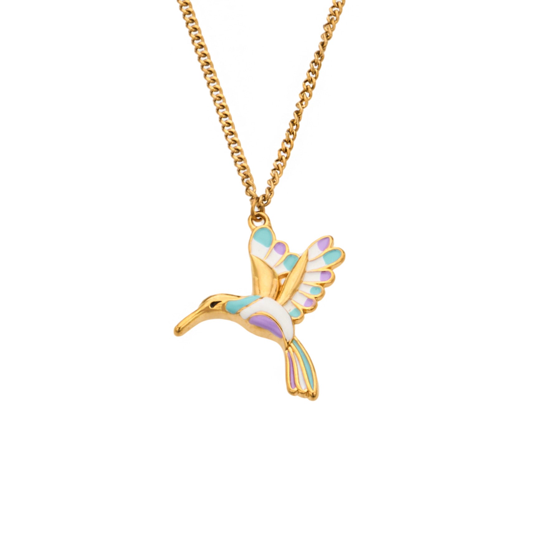 316L Stainless Steel 18K Gold PVD Colorful Flying Bird Pendant Necklace - Colorful Flying Bird Pendant Wholesale Stainless Steel Jewelry - Sensitive Skin Friendly - Detail 13