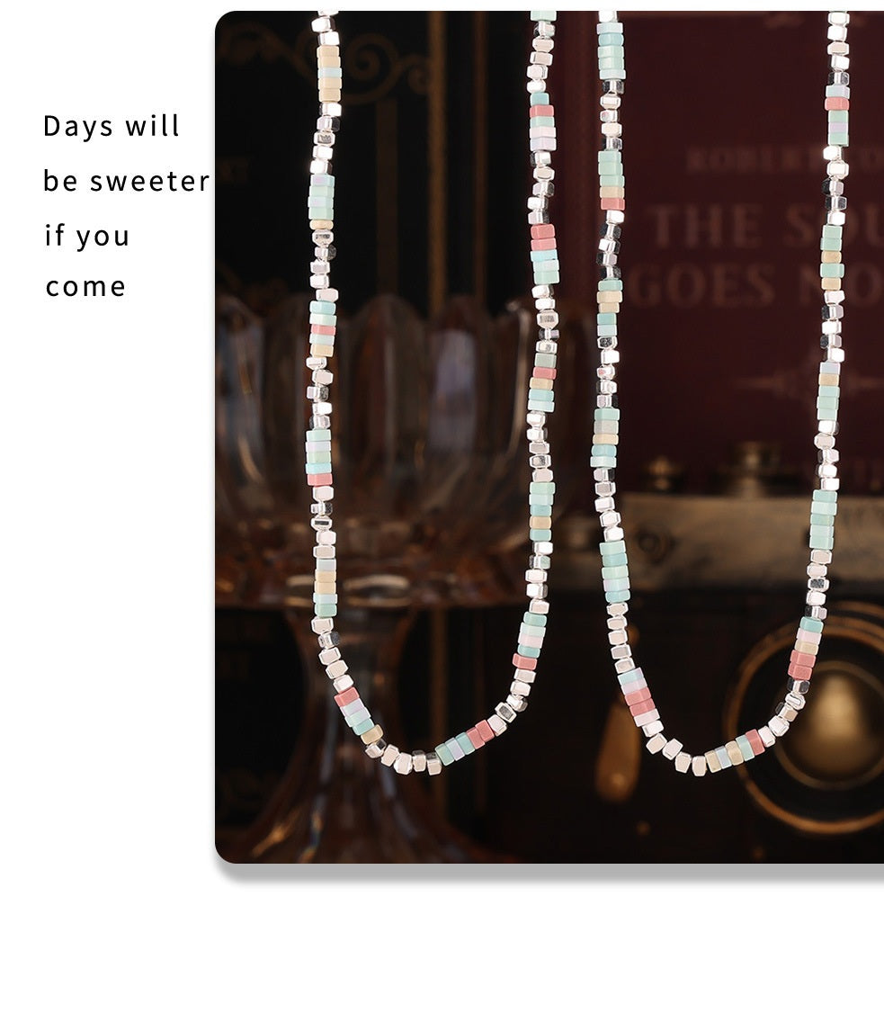 316L Stainless Steel 18K Gold PVD Colorful Natural Stone Necklace - Colorful Natural Stones Wholesale Stainless Steel Jewelry - Sensitive Skin Friendly - Detail 10