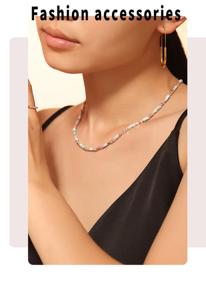 316L Stainless Steel 18K Gold PVD Colorful Natural Stone Necklace - Colorful Natural Stones Wholesale Stainless Steel Jewelry - Sensitive Skin Friendly - Detail 7