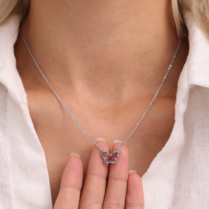 316L Stainless Steel 18K Gold PVD Colorful Zircon Butterfly Necklace - Colorful Zircon, Butterfly Pendant, Delicate Necklace, Minimalist Wholesale Stainless Steel Jewelry - Sensitive Skin Friendly - Detail 7