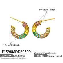 316L Stainless Steel 18K Gold PVD Colorful Zircon Rainbow Contrast Hoop Earrings - Colorful Zircon, Rainbow Contrast, Hoop Earrings, Gold PVD, Niche Design Wholesale Stainless Steel Jewelry - Sensitive Skin Friendly - Detail 12