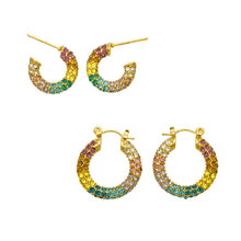 316L Stainless Steel 18K Gold PVD Colorful Zircon Rainbow Contrast Hoop Earrings - Colorful Zircon, Rainbow Contrast, Hoop Earrings, Gold PVD, Niche Design Wholesale Stainless Steel Jewelry - Sensitive Skin Friendly - Detail 9