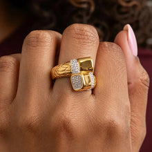 316L Stainless Steel 18K Gold PVD Cross Geometric Zircon Ring - Gold Zircon Cross Geometric Ring Minimalist Wholesale Stainless Steel Jewelry - Sensitive Skin Friendly - Detail 1