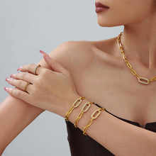 316L Stainless Steel 18K Gold PVD Cuban Chain Zircon Bracelet Necklace Set - Cuban Chain Green Zircon Hip Hop Wholesale Stainless Steel Jewelry - Sensitive Skin Friendly - Detail 11