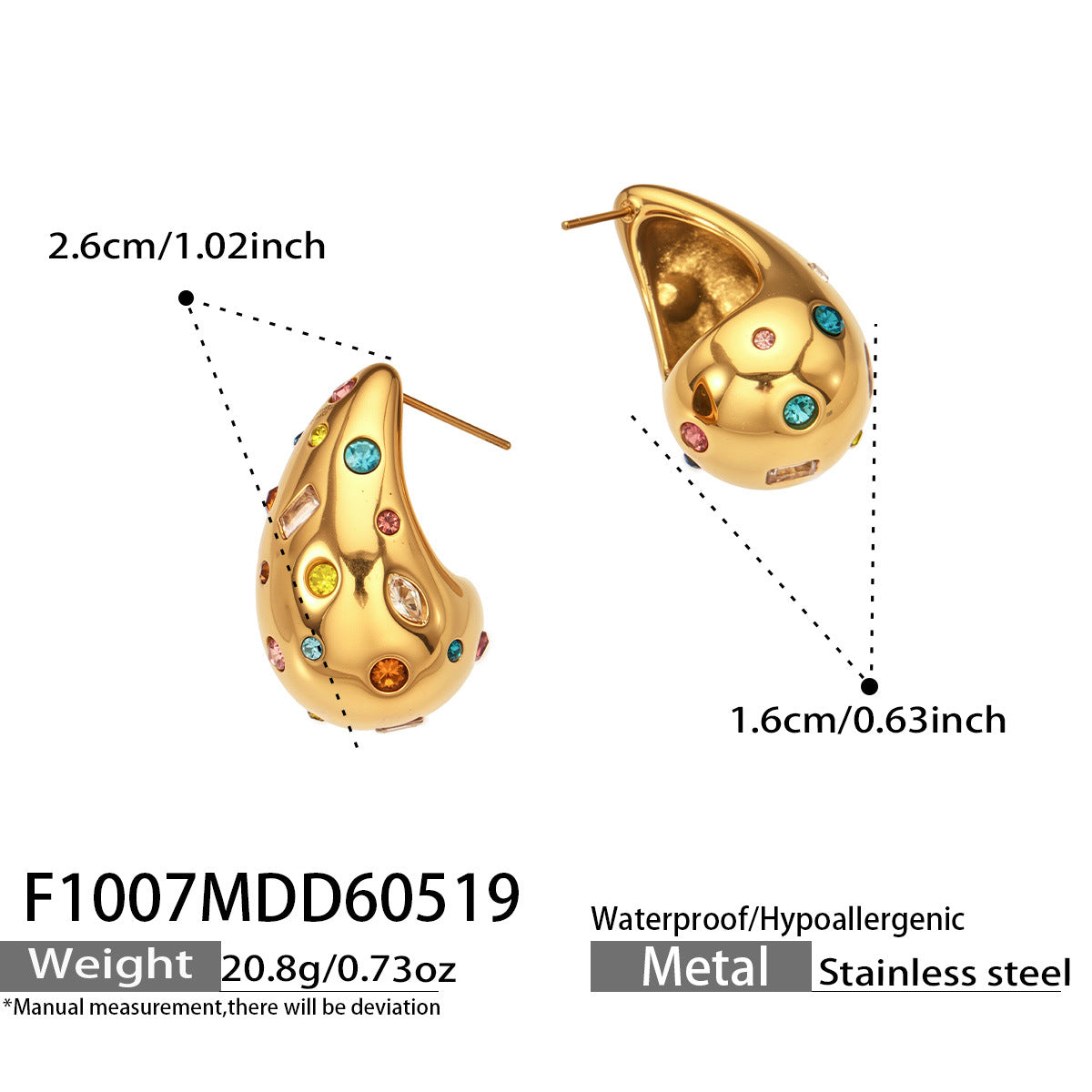 316L Stainless Steel 18K Gold PVD Czech Diamond Inlaid Pearl Earrings - Elegant Inlaid Earrings, Czech Diamond Pearl Earrings Wholesale Stainless Steel Jewelry - Sensitive Skin Friendly - Detail 14