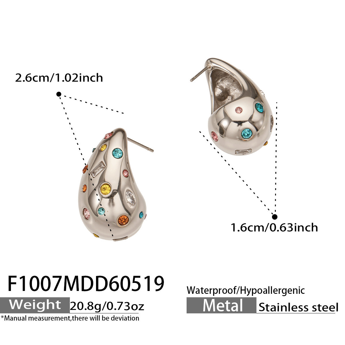 316L Stainless Steel 18K Gold PVD Czech Diamond Inlaid Pearl Earrings - Elegant Inlaid Earrings, Czech Diamond Pearl Earrings Wholesale Stainless Steel Jewelry - Sensitive Skin Friendly - Detail 15