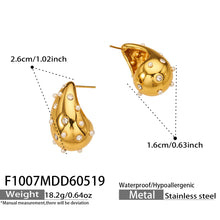316L Stainless Steel 18K Gold PVD Czech Diamond Inlaid Pearl Earrings - Elegant Inlaid Earrings, Czech Diamond Pearl Earrings Wholesale Stainless Steel Jewelry - Sensitive Skin Friendly - Detail 16
