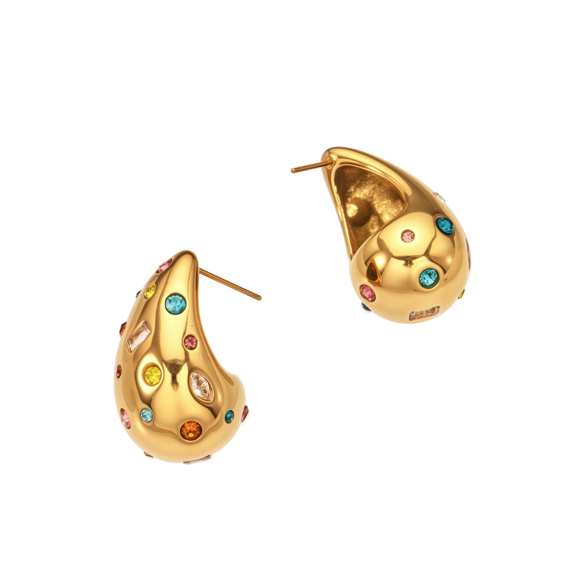 316L Stainless Steel 18K Gold PVD Czech Diamond Inlaid Pearl Earrings - Elegant Inlaid Earrings, Czech Diamond Pearl Earrings Wholesale Stainless Steel Jewelry - Sensitive Skin Friendly - Detail 9