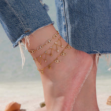 316L Stainless Steel 18K Gold PVD Dainty Starburst Charm Chain Anklet - Dainty, Starburst, Zircon, Turquoise, Minimalist, Gold, Chain Wholesale Stainless Steel Jewelry - Sensitive Skin Friendly - Detail 1