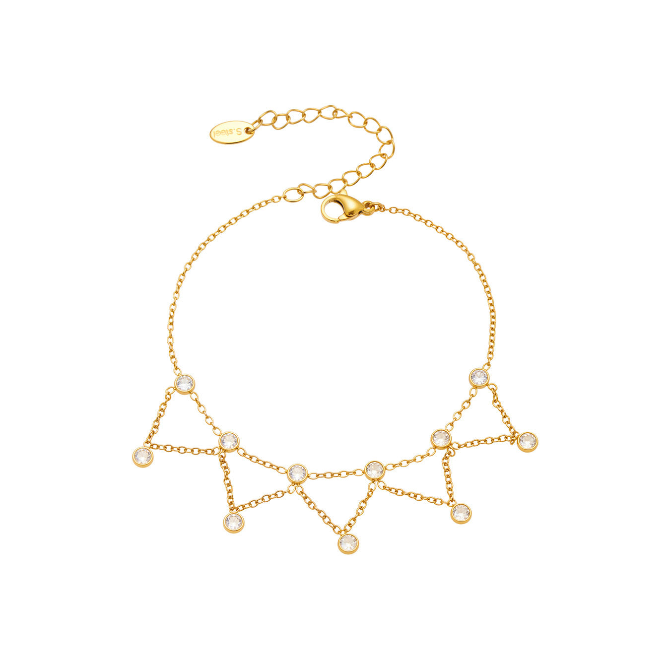 316L Stainless Steel 18K Gold PVD Dainty Starburst Charm Chain Anklet - Dainty, Starburst, Zircon, Turquoise, Minimalist, Gold, Chain Wholesale Stainless Steel Jewelry - Sensitive Skin Friendly - Detail 13