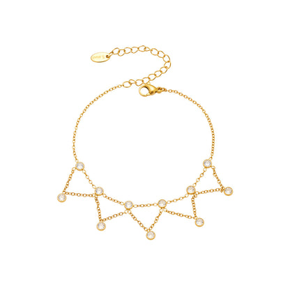316L Stainless Steel 18K Gold PVD Dainty Starburst Charm Chain Anklet - Dainty, Starburst, Zircon, Turquoise, Minimalist, Gold, Chain Wholesale Stainless Steel Jewelry - Sensitive Skin Friendly - Detail 13