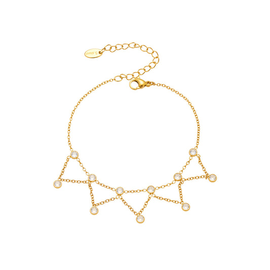 316L Stainless Steel 18K Gold PVD Dainty Starburst Charm Chain Anklet - Dainty, Starburst, Zircon, Turquoise, Minimalist, Gold, Chain Wholesale Stainless Steel Jewelry - Sensitive Skin Friendly - Detail 13