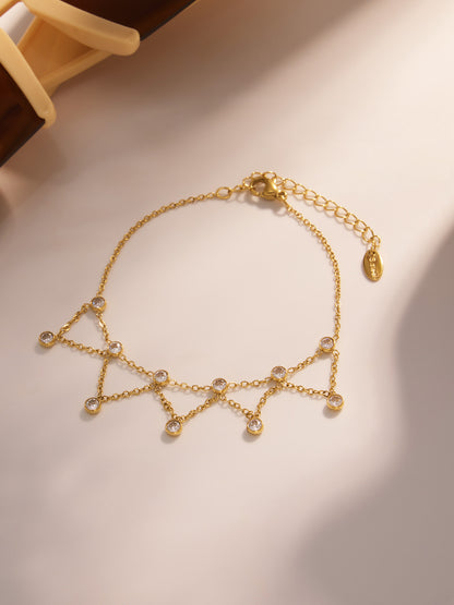316L Stainless Steel 18K Gold PVD Dainty Starburst Charm Chain Anklet - Dainty, Starburst, Zircon, Turquoise, Minimalist, Gold, Chain Wholesale Stainless Steel Jewelry - Sensitive Skin Friendly - Detail 5