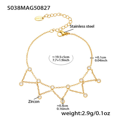 316L Stainless Steel 18K Gold PVD Dainty Starburst Charm Chain Anklet - Dainty, Starburst, Zircon, Turquoise, Minimalist, Gold, Chain Wholesale Stainless Steel Jewelry - Sensitive Skin Friendly - Detail 7