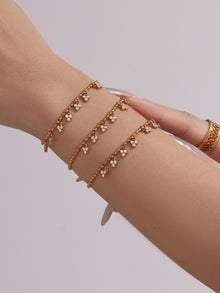 316L Stainless Steel 18K Gold PVD Delicate Triangle Tassel Micro Diamond Jewelry Set - Delicate, Triangle, Tassel, Micro Diamond, Minimalist Wholesale Stainless Steel Jewelry - Sensitive Skin Friendly - Detail 1