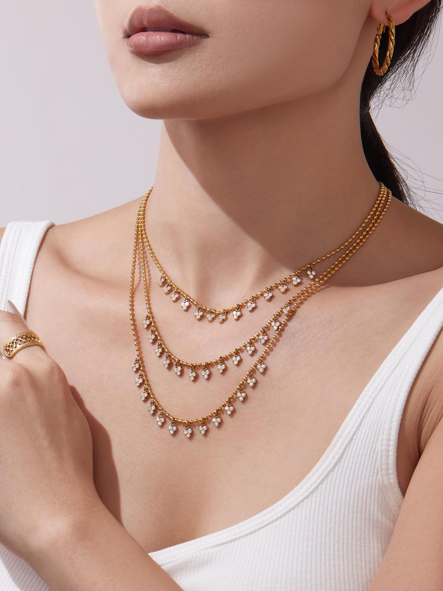 316L Stainless Steel 18K Gold PVD Delicate Triangle Tassel Micro Diamond Jewelry Set - Delicate, Triangle, Tassel, Micro Diamond, Minimalist Wholesale Stainless Steel Jewelry - Sensitive Skin Friendly - Detail 15