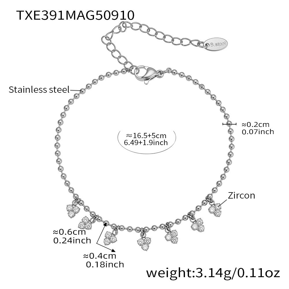 316L Stainless Steel 18K Gold PVD Delicate Triangle Tassel Micro Diamond Jewelry Set - Delicate, Triangle, Tassel, Micro Diamond, Minimalist Wholesale Stainless Steel Jewelry - Sensitive Skin Friendly - Detail 2