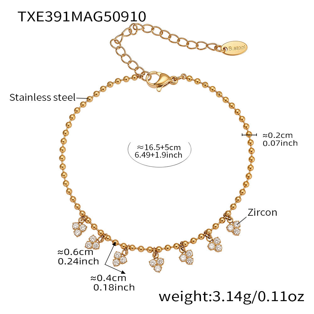 316L Stainless Steel 18K Gold PVD Delicate Triangle Tassel Micro Diamond Jewelry Set - Delicate, Triangle, Tassel, Micro Diamond, Minimalist Wholesale Stainless Steel Jewelry - Sensitive Skin Friendly - Detail 5